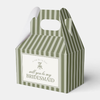 Olive Martini Green Stripe Bridesmaid Proposal Box Bedankdoosjes