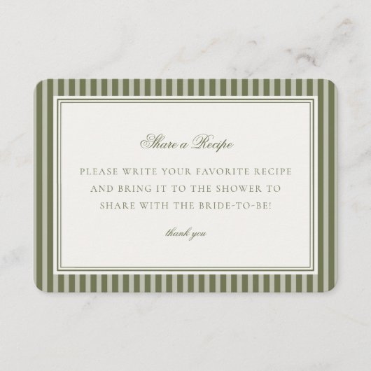 Olive Martini Green Striped Share a Recipe Insert Informatiekaartje (Voorkant)