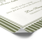 Olive Martini Green Striped Wedding Favors Sign Poster (Hoek)