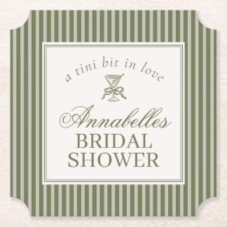 Olive Martini Old Money Striped Bridal Shower Kartonnen Onderzetters
