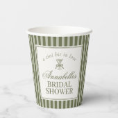 Olive Martini Old Money Striped Bridal Shower Papieren Bekers (Achterkant)