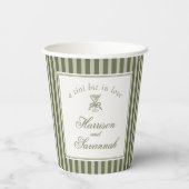 Olive Martini Old Money Striped Wedding Papieren Bekers (Achterkant)