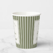 Olive Martini Old Money Striped Wedding Papieren Bekers (Links)