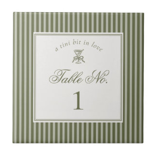 Olive Martini Old Money Wedding Table Number Tegeltje