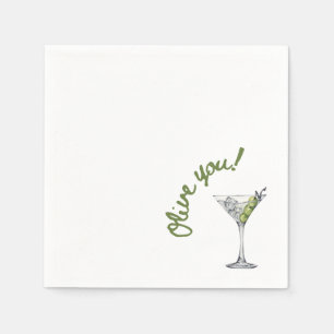 Olive Martini - "Olive you!" cocktailservetten Servet