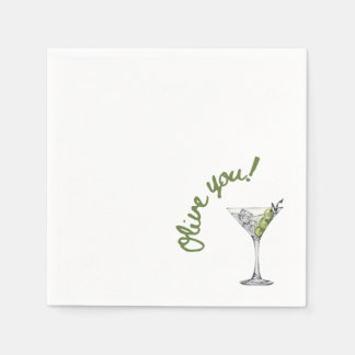 Olive Martini - "Olive you!" cocktailservetten Servet