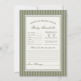 Olive Martini Striped Green Advice for Baby Card Kaart
