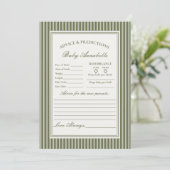 Olive Martini Striped Green Advice for Baby Card Kaart (Staand voorkant)