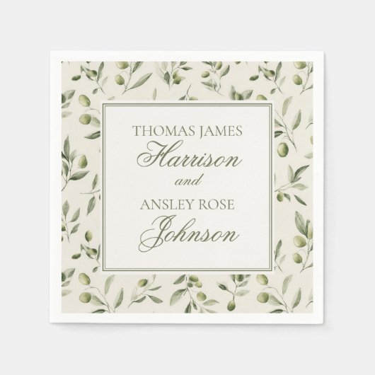 Olive Martini Tini Bit In Love Old Money Wedding Servet (Voorkant)