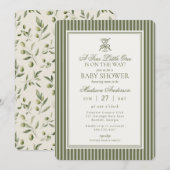Olive Martini Tini Little One Striped Baby Shower Kaart (Voorkant / Achterkant)