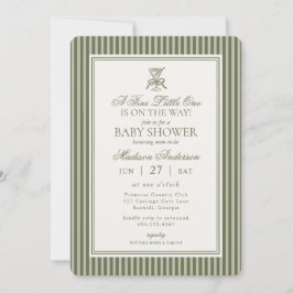 Olive Martini Tini Little One Striped Baby Shower Kaart