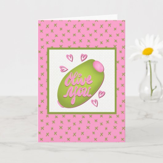 Olive Me Loves Olive You Funny Retro Love Kaart (Kleine Plant)
