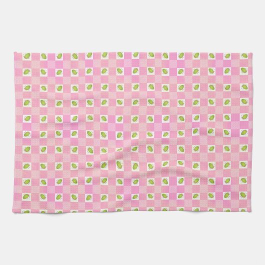 Olive Me Loves Olive You Retro Pink Olive Pattern  Theedoek (Horizontaal)