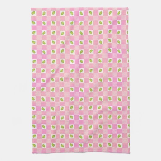 Olive Me Loves Olive You Retro Pink Olive Pattern  Theedoek (Verticaal)