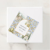 Olive Mediterraan Geel Blauw Tegel Patroon Bedankjes Labels (In situ)