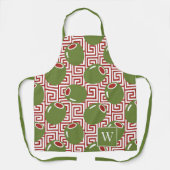 Olive Mediterranean Greek Key  Schort (Voorkant)