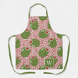 Olive Mediterranean Greek Key  Schort