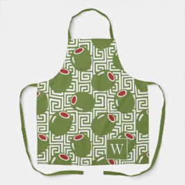 Olive Mediterranean Greek Key  Schort