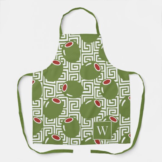 Olive Mediterranean Greek Key Schort (Voorkant)