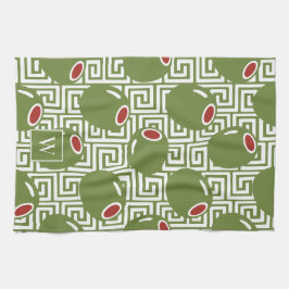 Olive Mediterranean Greek Key  Theedoek