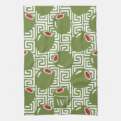 Olive Mediterranean Greek Key  Theedoek (Verticaal)