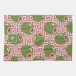 Olive Mediterranean Greek Key  Theedoek