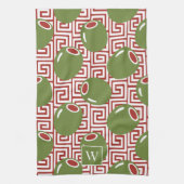 Olive Mediterranean Greek Key  Theedoek (Verticaal)