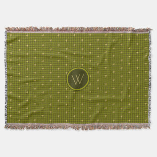 Olive met Gold Accent Houndstooth Throw Blanket Deken