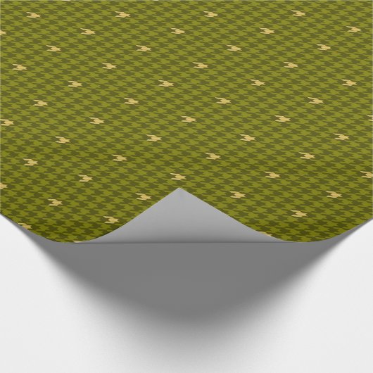 Olive met Gold Accent Houndstooth Wrapping Paper Cadeaupapier (Hoek)