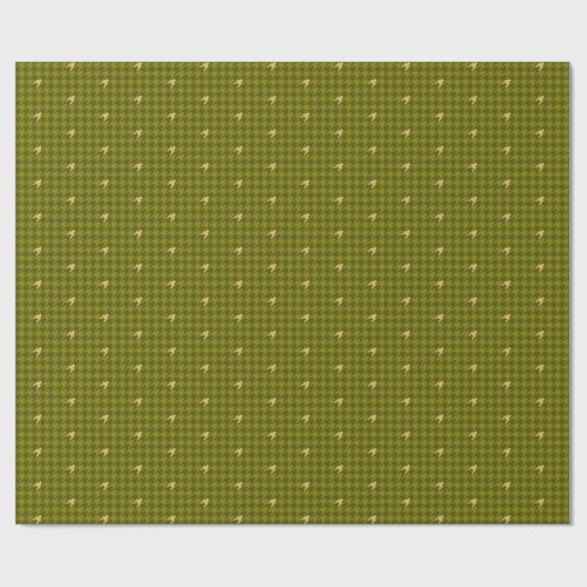 Olive met Gold Accent Houndstooth Wrapping Paper Cadeaupapier (Vlak)