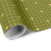 Olive met Gold Accent Houndstooth Wrapping Paper Cadeaupapier (Rol Hoek)