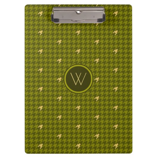 Olive met gouden accent Houndstooth klembord (Voorkant)