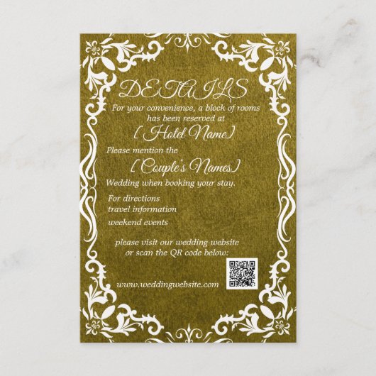 Olive Minimal Elegant Wedding Enclosure Card Informatiekaartje (Voorkant)
