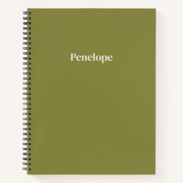 Olive minimalistische gepersonaliseerde spiraal No Notitieboek