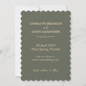 Olive Modern Foto Hart Frame Save The Date Kaart (Achterkant)
