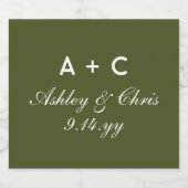 Olive Modern gepersonaliseerd champagne bruiloft d Sparkling Wijnetiket (Enkel label)