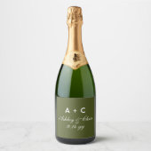 Olive Modern gepersonaliseerd champagne bruiloft d Sparkling Wijnetiket (Voorkant)