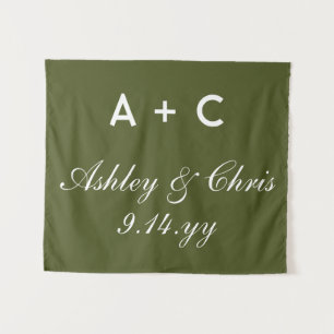 Olive Modern Gepersonaliseerde Wedding Receptie Te Wandkleed