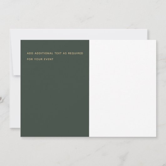 Olive Moss Green Gold Wedding BEWAAR DATUM Save The Date (Achterkant)