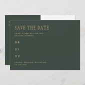 Olive Moss Green Gold Wedding BEWAAR DATUM Save The Date (Voorkant / Achterkant)