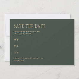 Olive Moss Green Gold Wedding BEWAAR DATUM Save The Date