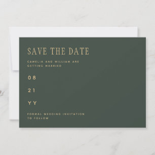 Olive Moss Green Gold Wedding BEWAAR DATUM Save The Date
