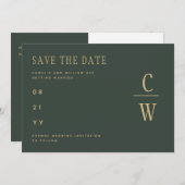 Olive Moss Green Gold Wedding BEWAAR DATUM Save The Date (Voorkant / Achterkant)