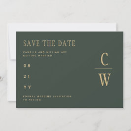 Olive Moss Green Gold Wedding BEWAAR DATUM Save The Date