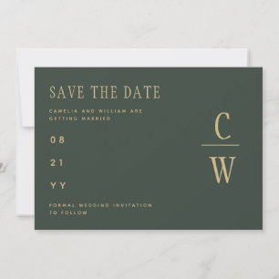 Olive Moss Green Gold Wedding BEWAAR DATUM Save The Date