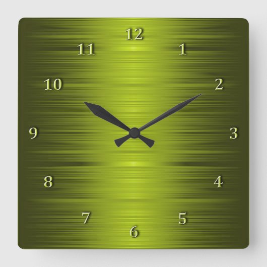 Olive Moss Green Square Wall Clock in de schaduw Vierkante Klok (Voorkant)