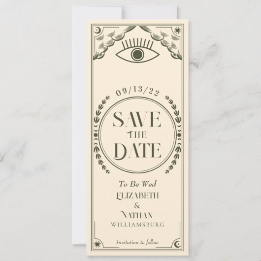  Olive Mystical Tarot Kaart Save the Date (Voorkant)