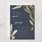 OLIVE NAVY RUSTIC FOLIAGE COUPLES SHOWER INVITE BEDANKKAART (Voorkant)