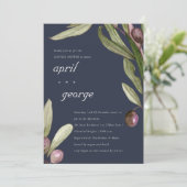 OLIVE NAVY RUSTIC FOLIAGE COUPLES SHOWER INVITE BEDANKKAART (Staand voorkant)