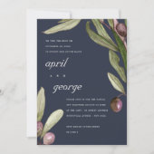 OLIVE NAVY RUSTIC FOLIAGE WE TIENDE DE KNOT INVITE BEDANKKAART (Voorkant)